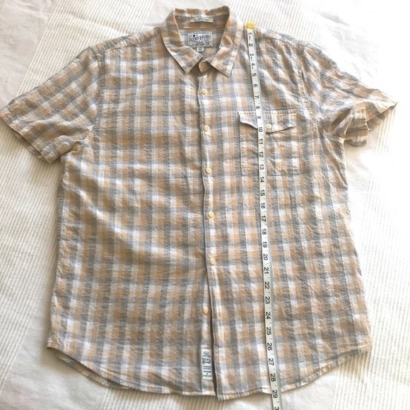 Lucky Brand Slim Fit Plaid Short Sleeve Shirt Size Large - Picture 9 of 9